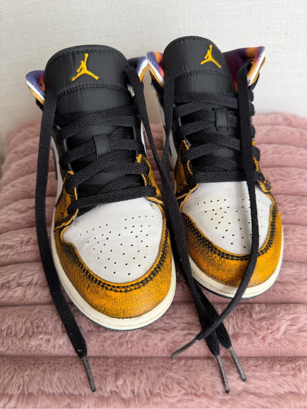 Jordan Kids Black and Yellow High-Top Sneakers